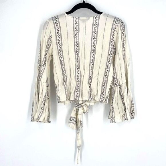 American Eagle Boho Tie Crop blouse Top Angel bell sleeve XS Country Cowgirl - Picture 3 of 10